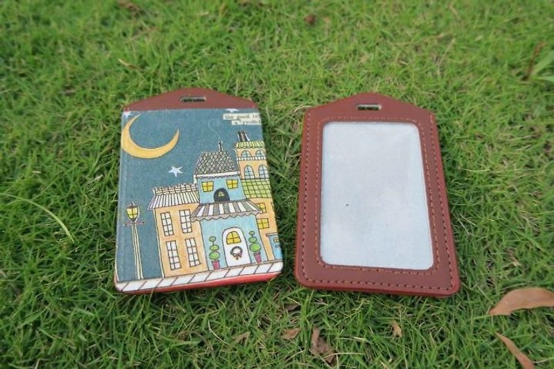 Hand-made gift genuine leather card set ticket card holder ID set identification card (send lanyard) Christmas exchange gift - ID & Badge Holders - Paper Multicolor