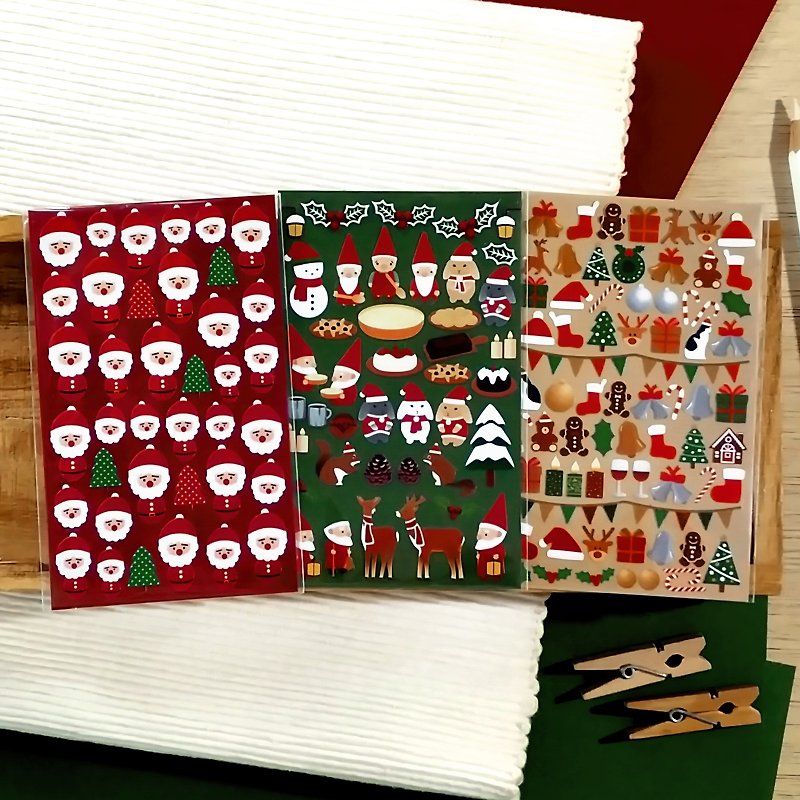Santa Claus Stickers / Nisse Party Stickers (2~3 Pieces Set) - สติกเกอร์ - วัสดุกันนำ้ สีแดง
