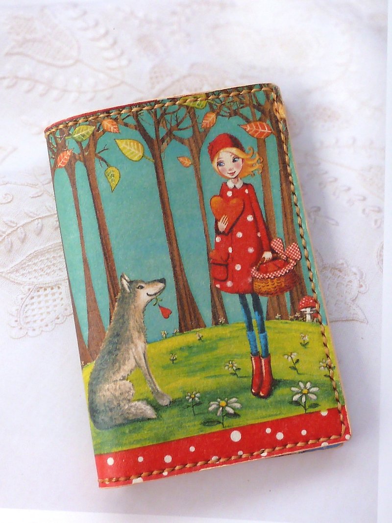 Little Red Riding Hood handmade leather passport holder - ที่เก็บพาสปอร์ต - หนังแท้ 