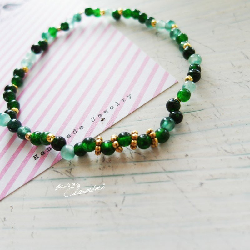 Cha mimi。天然量。翡翠綠 老玉珠 手鍊 - Bracelets - Gemstone Green