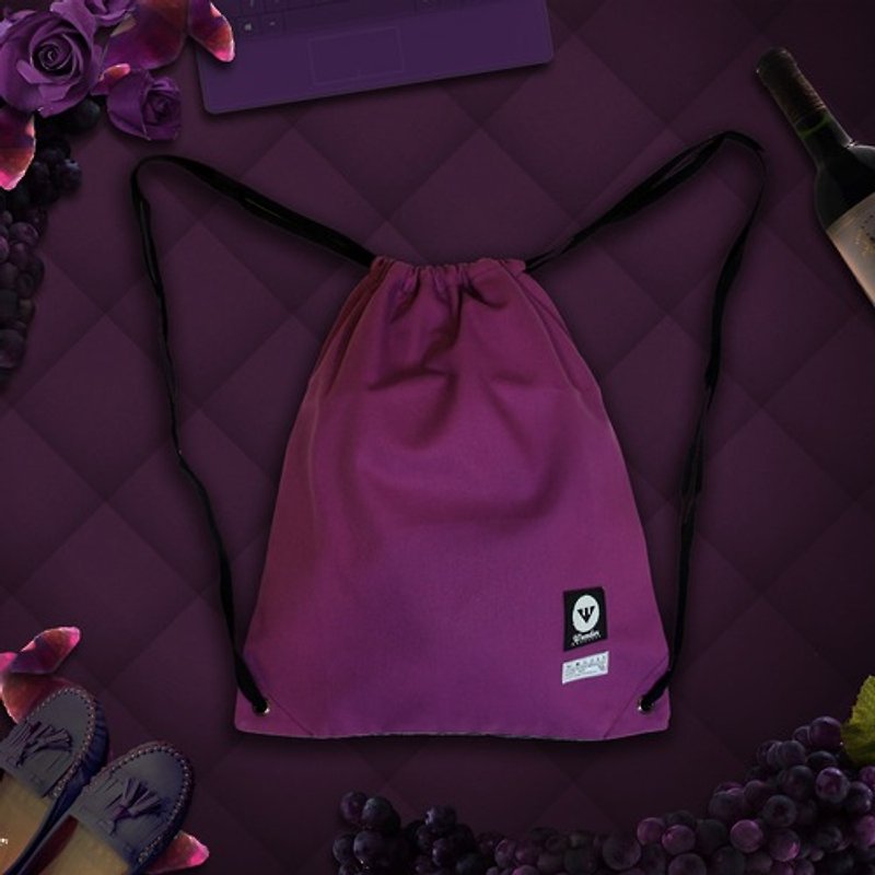 [Champagne] 古雅香檳紫 手工 帆布 束口袋 - 水桶包/束口袋 - 其他材質 紫色