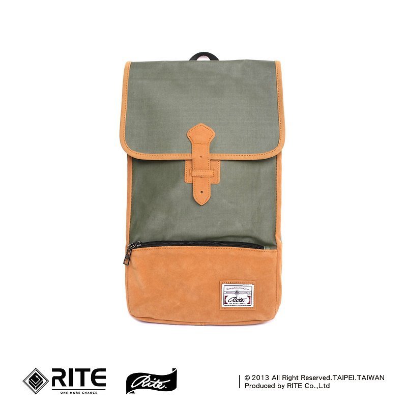 ｜翻蓋小書包-墨綠帆布｜ - Messenger Bags & Sling Bags - Other Materials Green