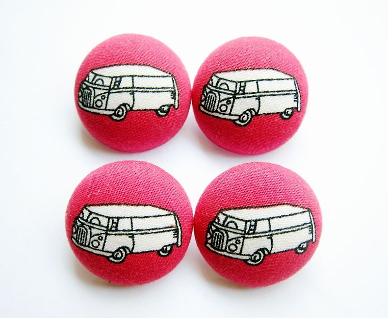 Cloth buttons Knitting and sewing handmade materials Minibus bus DIY materials - Knitting, Embroidery, Felted Wool & Sewing - Other Materials Pink
