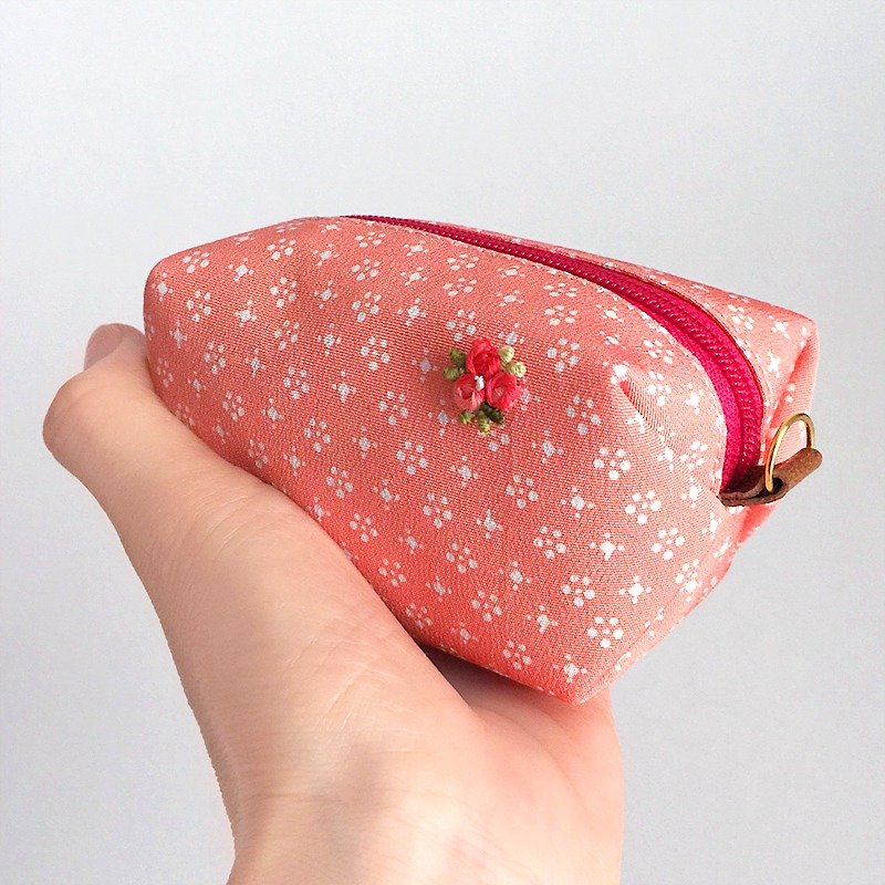 Pouch with Japanese traditional pattern, Kimono "Small" - Toiletry Bags & Pouches - Paper Pink
