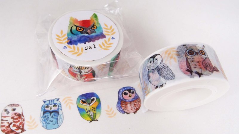 Owl paper tape - Washi Tape - Paper Multicolor