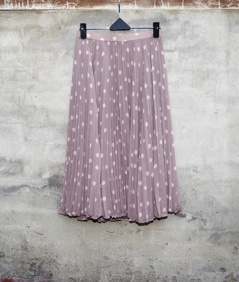 Little pink pale pinkish gray pleated Skirt retro vintage - dislocation vintage - - กระโปรง - วัสดุอื่นๆ สึชมพู