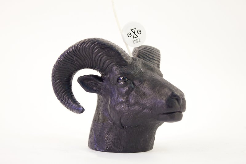 黑色歐洲盤羊造型香氛蠟燭 Mouflon Candle - 香氛蠟燭/燭台 - 蠟 黑色
