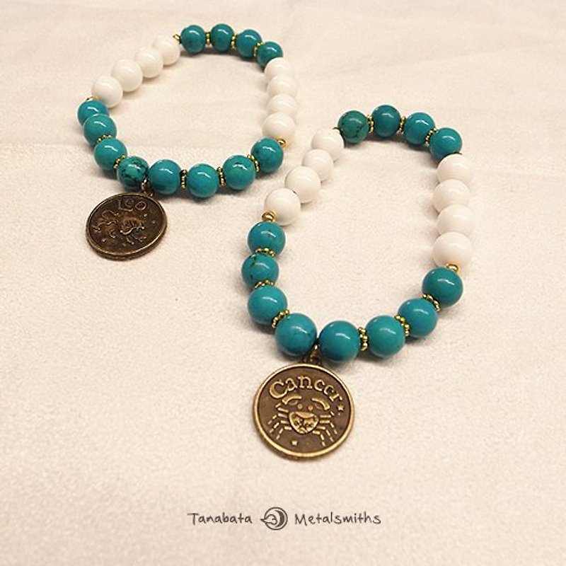 ☽ Qi Xi hand for ☽ [07222] 12 constellations Tridacna canal turquoise bracelet - Metalsmithing/Accessories - Other Materials Green