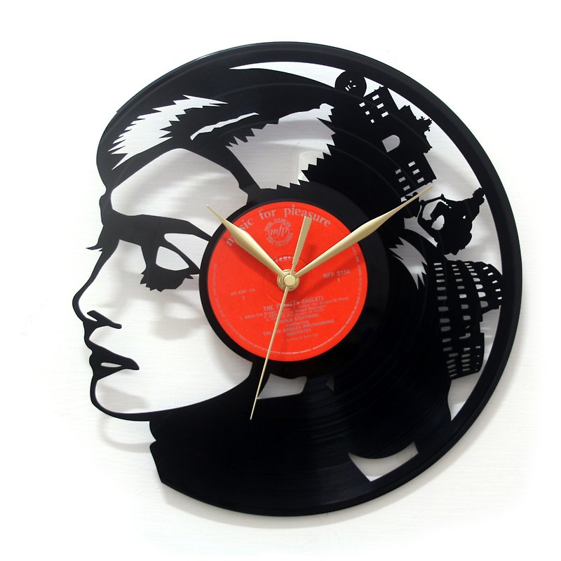 Audrey Hepburn Rome Holidays vinyl clock - นาฬิกา - วัสดุอื่นๆ สีดำ