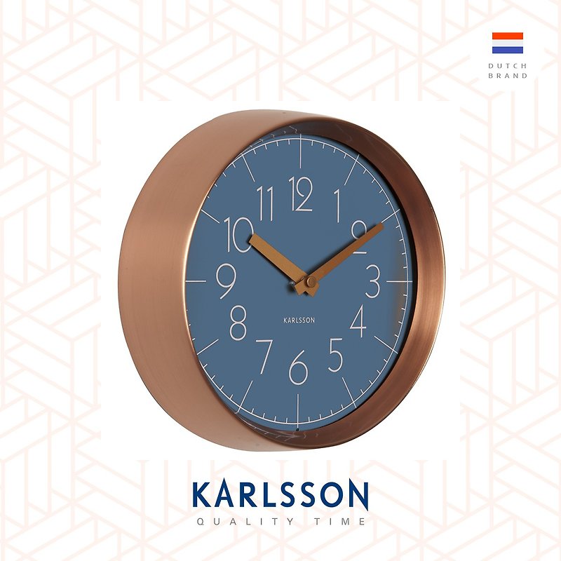 Karlsson, Wall clock Convex glass, copper case 銅框凸玻璃掛鐘(藍) - นาฬิกา - โลหะ สีน้ำเงิน