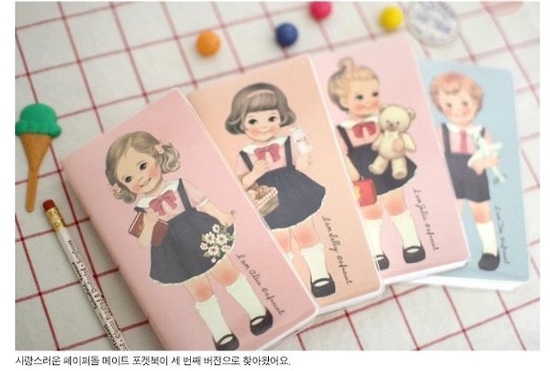 South Korea Afrocat paper doll mate pocket book 3 Retro doll pocket notebook hand account note - สมุดบันทึก/สมุดปฏิทิน - กระดาษ 