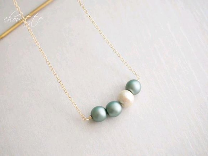 [14kgf] pearl necklace (Orient Green) - สร้อยคอ - โลหะ 