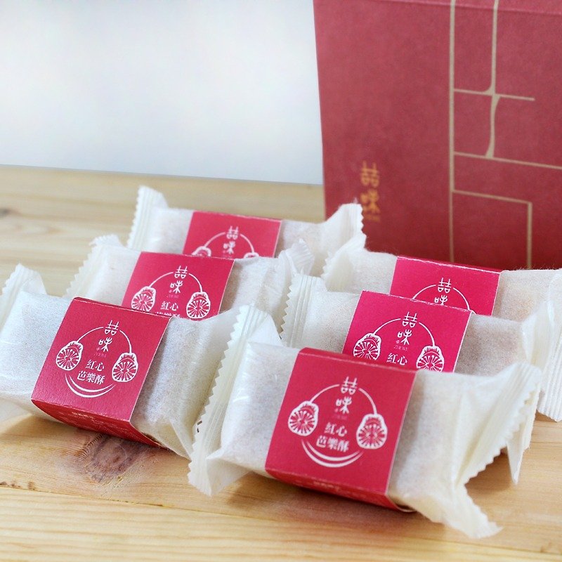 [Red Heart Tubal Puff 6 Gift Box] - The most rustic nostalgia - เค้กและของหวาน - อาหารสด สีแดง