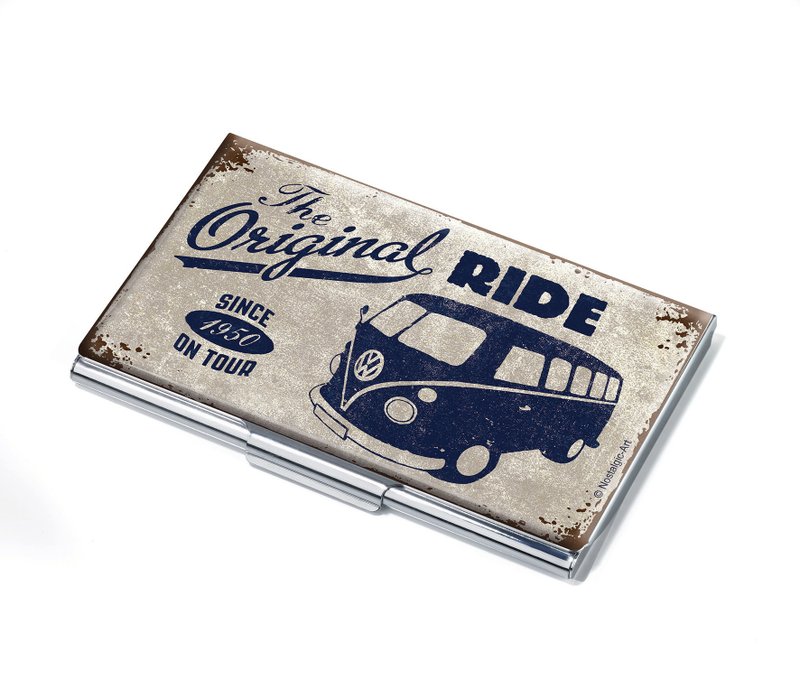 Customized laser engraving_VW T1 metal business card holder/box - ที่ตั้งบัตร - โลหะ สีน้ำเงิน