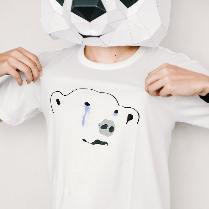 別讓我哭泣 ,北極熊變色 T-Shirt - 男 T 恤 - 棉．麻 白色