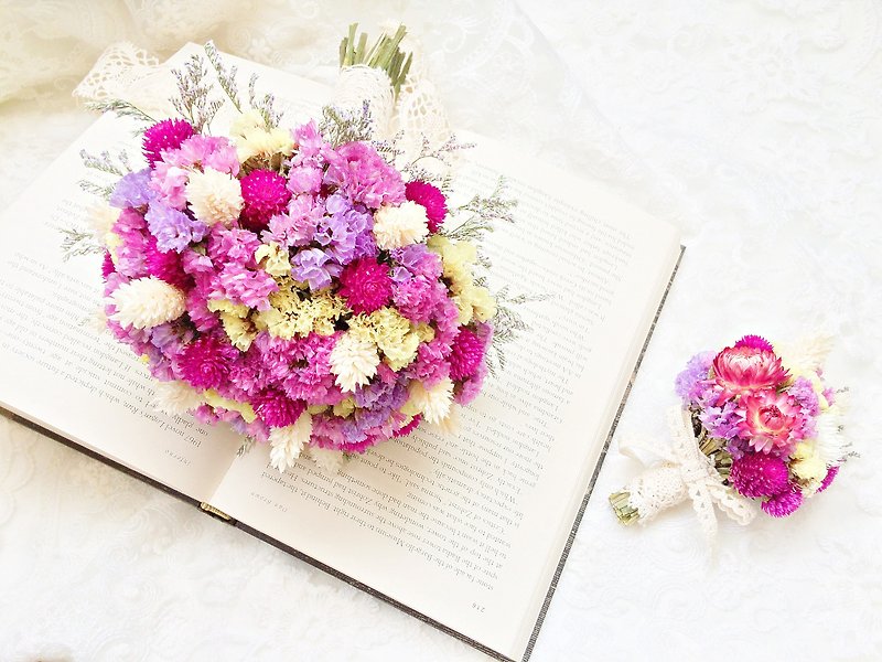 [Loving stars ─ bride holding flowers] + [Loving stars ─ groom boutonniere] combination dried flowers marriage outdoor photo photograph small objects wedding buffet wedding - ตกแต่งต้นไม้ - วัสดุอื่นๆ 