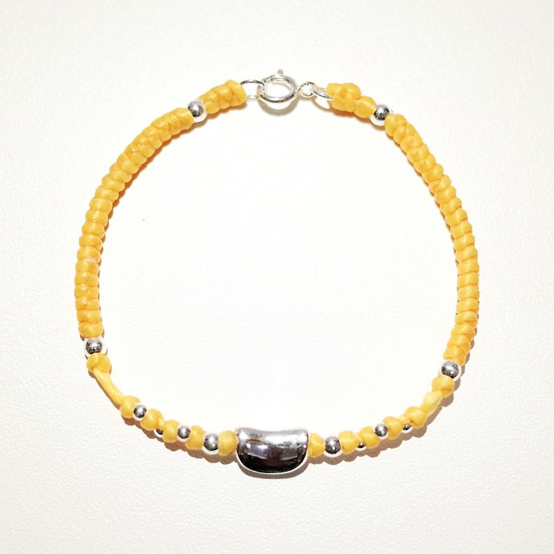 Wax Line Silk Bracelet , Jequirity Silver925 (17 colors) - Bracelets - Wax Yellow