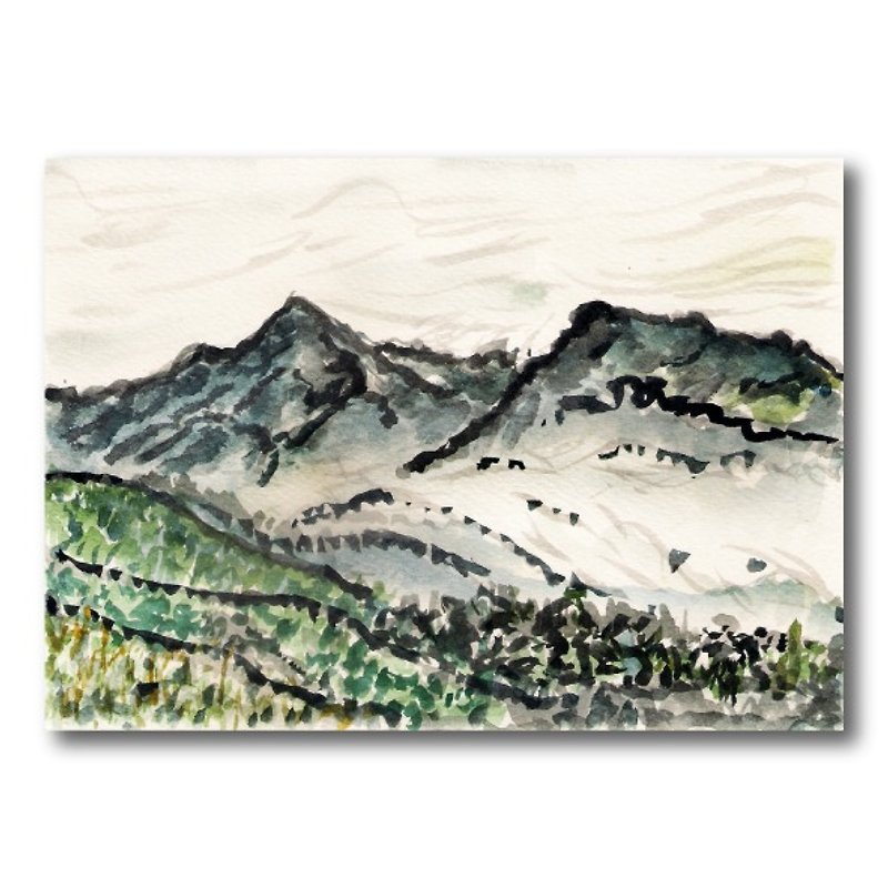[Taiwan] alpine mountain fog lock tower off - hand-painted postcards - Cards & Postcards - Paper Gray