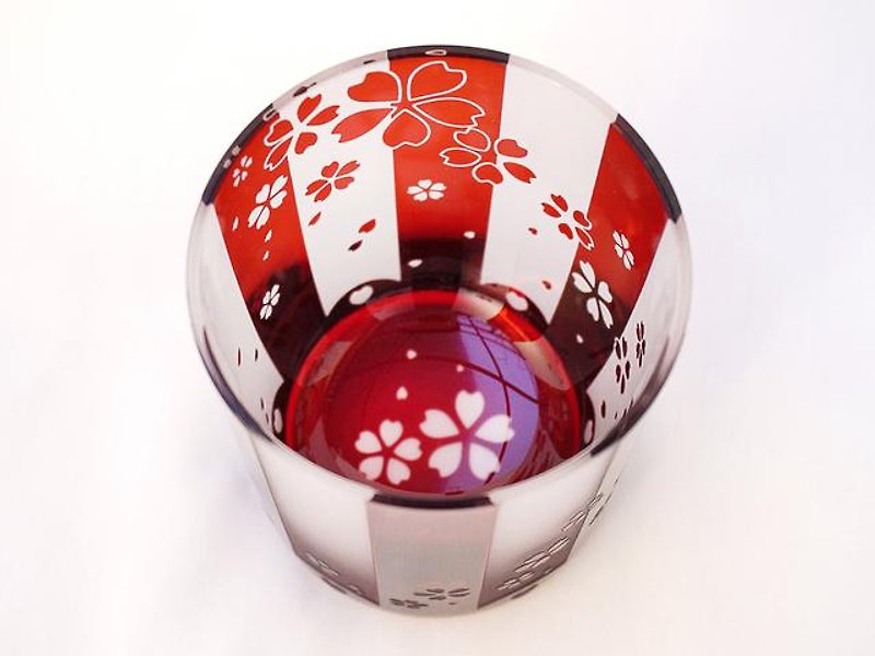 Red and white cherry blossoms - Teapots & Teacups - Glass Red