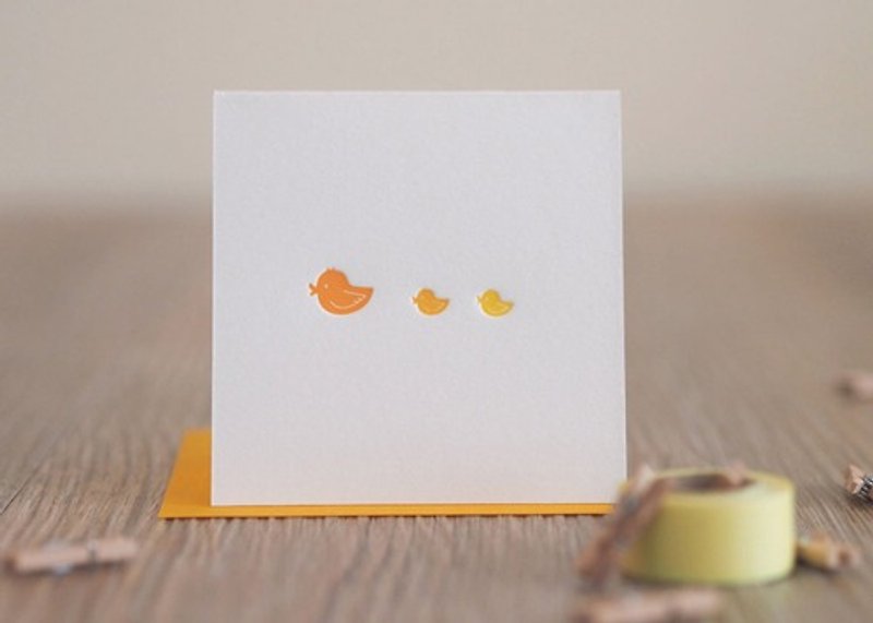 小小鴨 - 迷你活版印刷卡 - 心意卡/卡片 - 紙 黃色