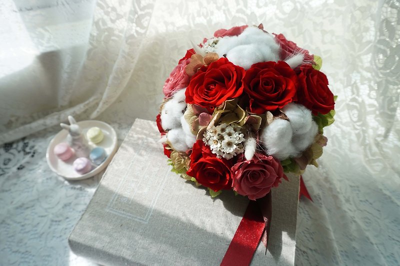花を不死化プリザーブドフラワー-乾燥花束*為替贈り物*バレンタインデー*結婚式*誕生日プレゼント - 観葉植物 - 寄せ植え・花 レッド