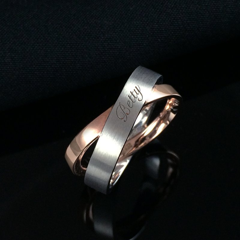 Intertwined melody - Passenger letter engraved silver rose gold plated ring ring ring - General Rings - Gemstone 
