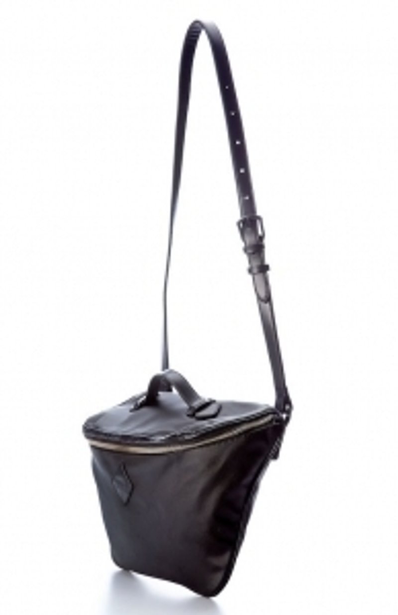 Black waterproof French Rokit small shoulder bag / purse / oblique backpack - Messenger Bags & Sling Bags - Genuine Leather Black