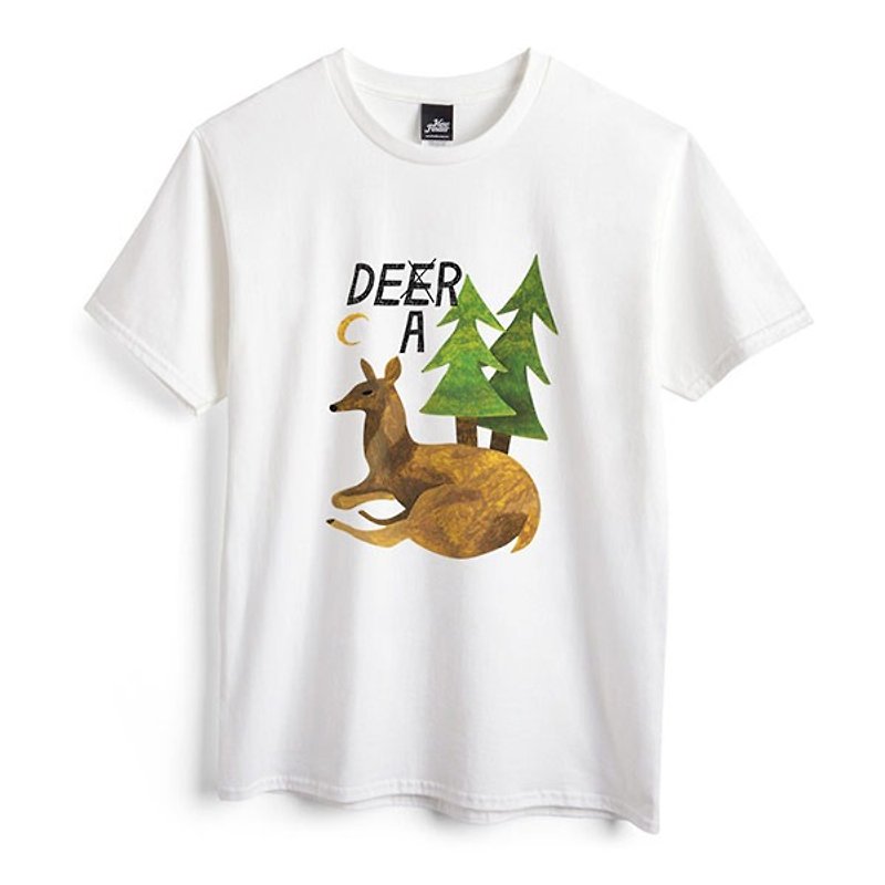 Dear Deer-ホワイト -ユニセックス T シャツ - Tシャツ メンズ - コットン・麻 ホワイト
