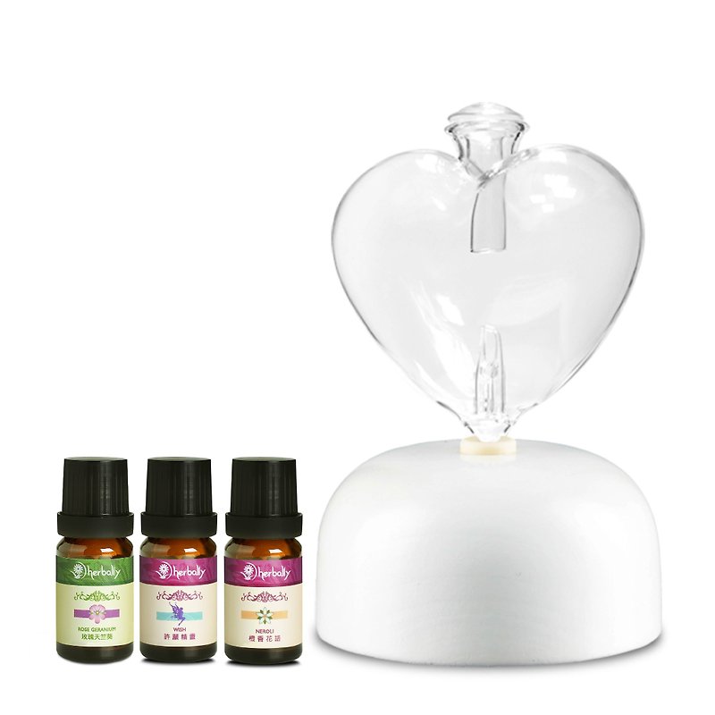 [Herbal True Feeling] WISH wish transparent transparent diffuser combination (white + essential oil 10mlx3) - น้ำหอม - แก้ว ขาว