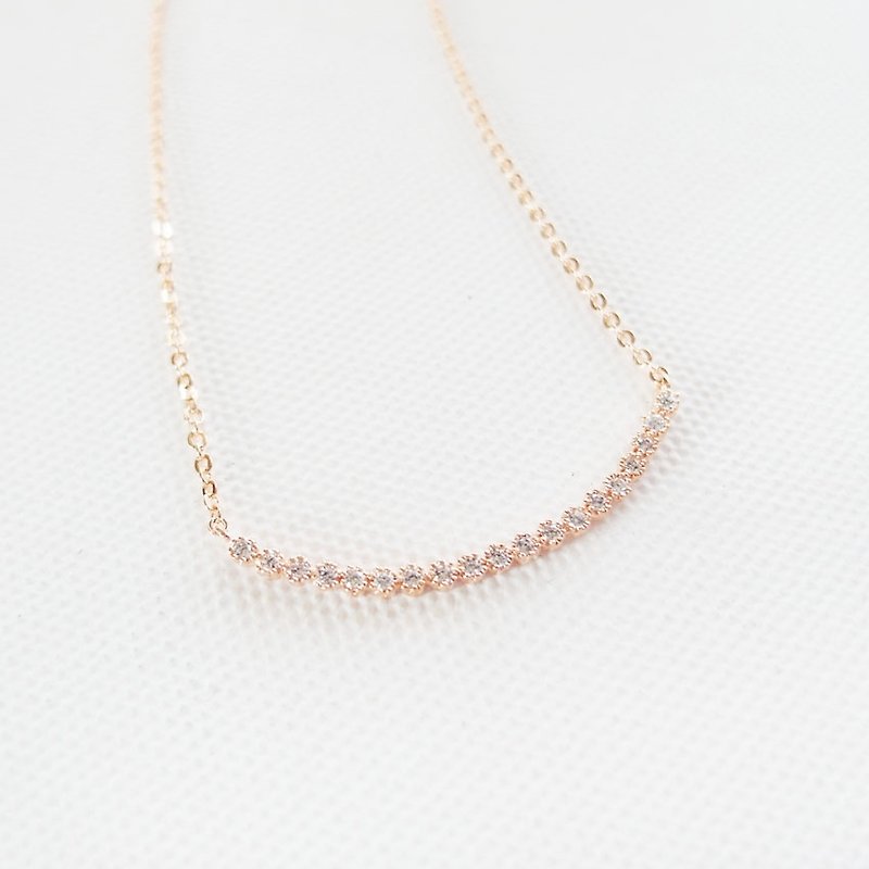 Cha mimi. Simple is beautiful. Temperament, sense of design fine diamond wire necklace - Rose Gold - สร้อยคอ - โลหะ สึชมพู
