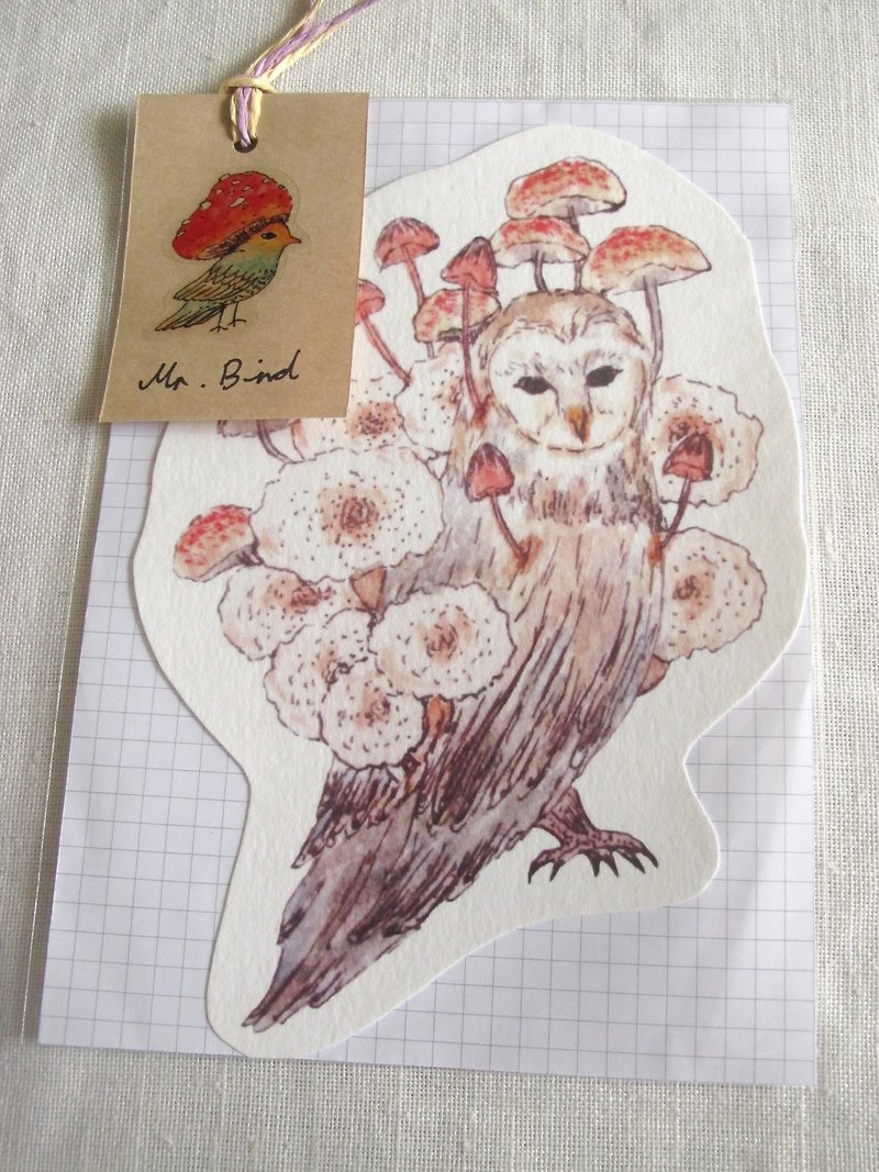 Owl Animal shaped postcard - การ์ด/โปสการ์ด - กระดาษ สีทอง