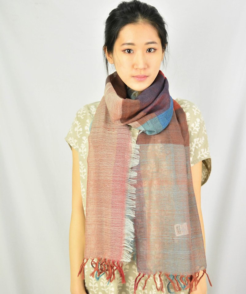 Classic checkered wool hand-woven scarves _ fever hills - Scarves - Other Materials Red