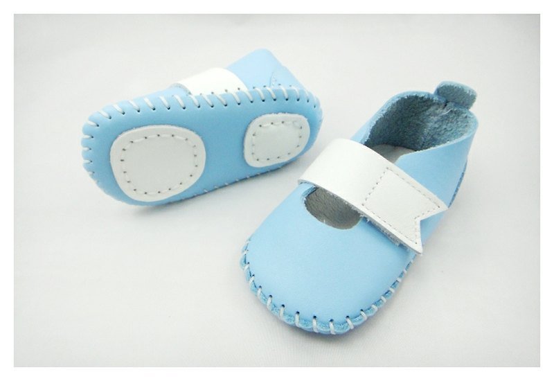 Qiduowu MIT Taiwan-made calfskin angel shoes handmade DIY material package B - Leather Goods - Genuine Leather Blue