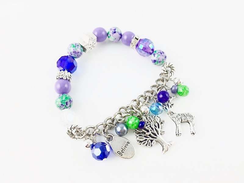 「紫色系渲染珠 x 銀鍊小吊飾」 - 手鍊/手環 - 其他材質 多色
