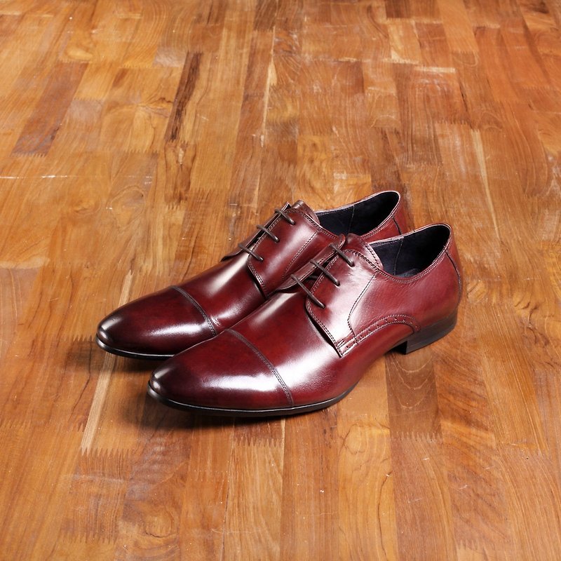 Vanger elegant beauty-elegant minimalist men's leather shoes Va90 red coffee - รองเท้าอ็อกฟอร์ดผู้ชาย - หนังแท้ สีนำ้ตาล