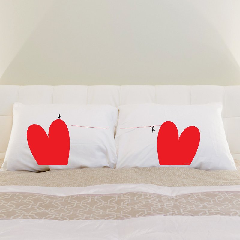 Cross my Heart Boy Meets Girl couple pillowcase by Human Touch - หมอน - ผ้าฝ้าย/ผ้าลินิน ขาว