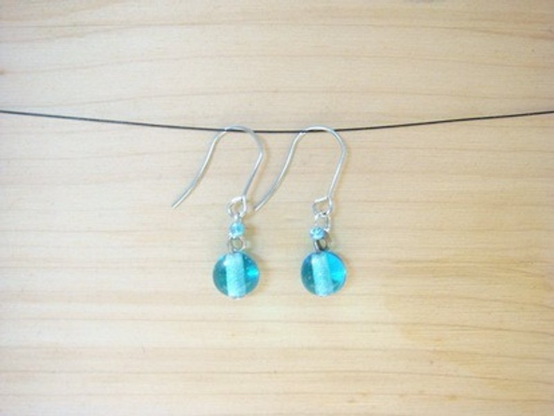 柚子林琉璃 - 百搭琉璃耳環系列 - 淺海藍 - 可改夾式 - 耳環/耳夾 - 玻璃 藍色