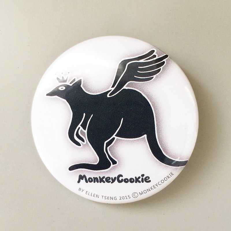 Badge Black and White Series-Jumping Kangaroo | MonkeyCookie - เข็มกลัด/พิน - พลาสติก สีเหลือง