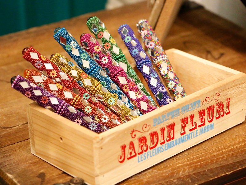 Japaindia (BJ1507029) India handmade sparkling diamond colorful pens - ปากกา - วัสดุอื่นๆ หลากหลายสี