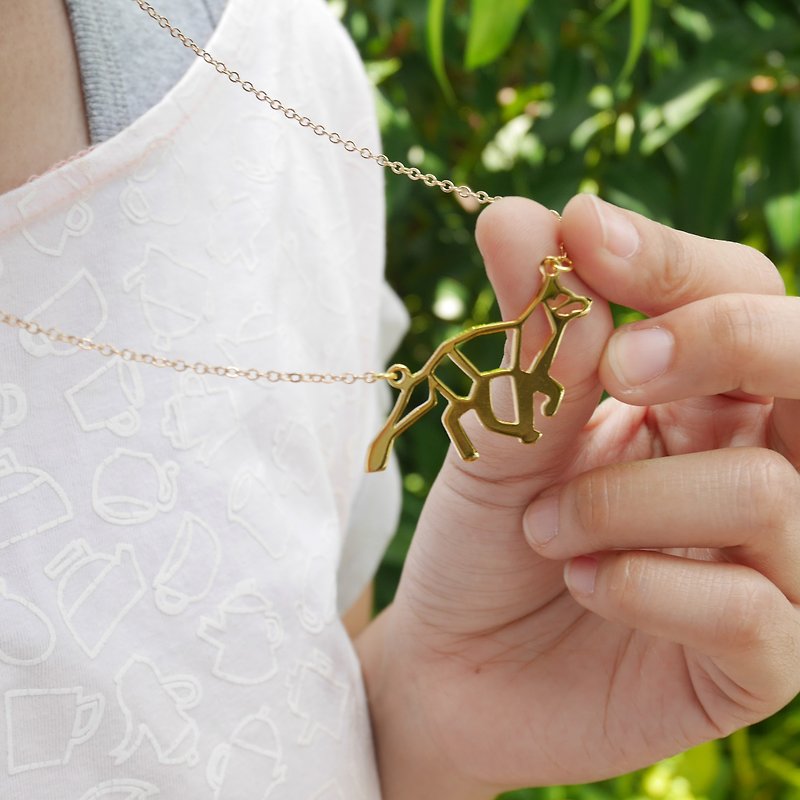 Fox necklace, Origami Necklace, Fox jewelry, animal necklace, Fox gift - 項鍊 - 銅/黃銅 金色
