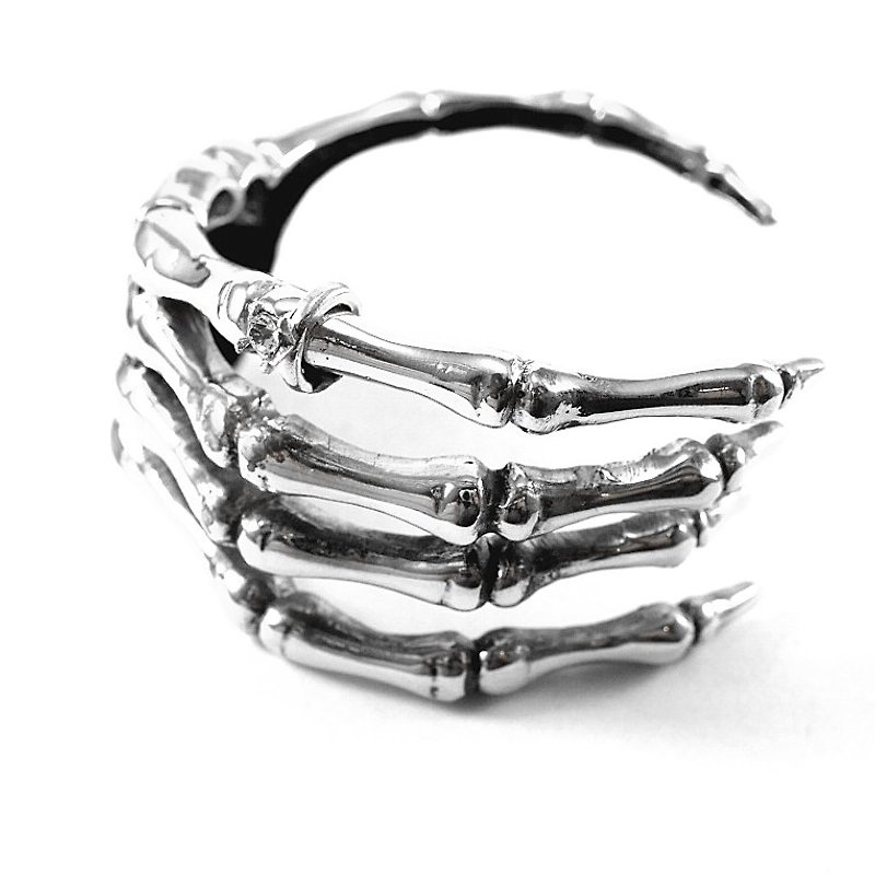 Hand bone bangle in white bronze ,Rocker jewelry ,Skull jewelry,Biker jewelry - 手鍊/手環 - 其他金屬 