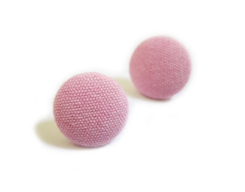 Cloth buckle earrings pink canvas can be used as clip-on earrings - ต่างหู - วัสดุอื่นๆ 