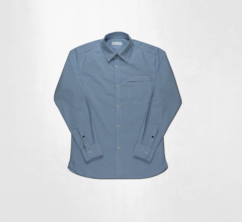 Erを「古典的なストライプ長袖シャツ」です。 - シャツ メンズ - その他の素材 ブルー