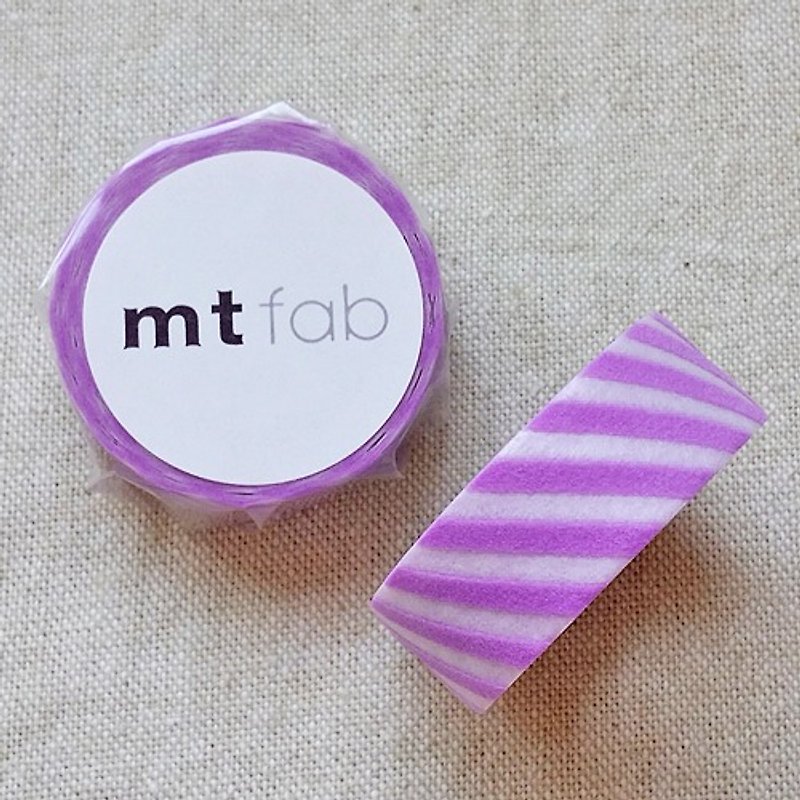 mt 和紙膠帶 fab 植絨系列【斜紋款 薰衣草+白(MTFL1P19)】 - 紙膠帶 - 紙 紫色