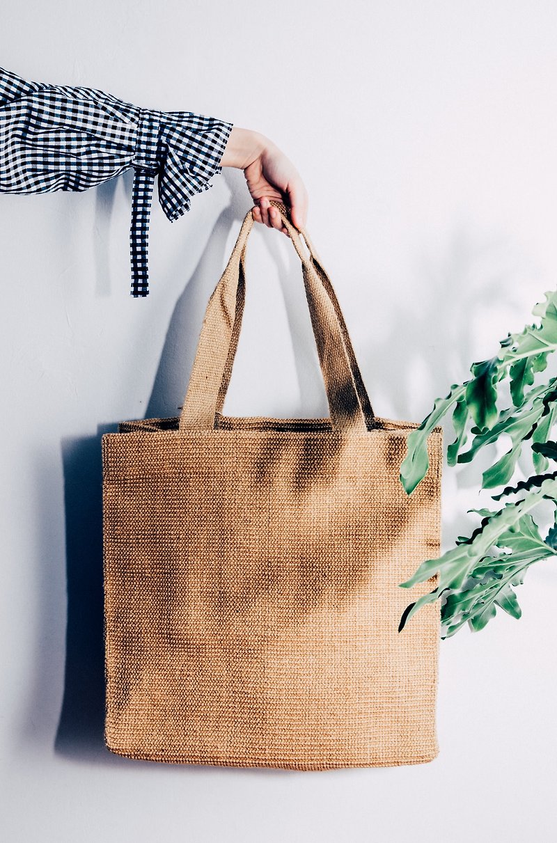 Luxury KK Jute Bag - Messenger Bags & Sling Bags - Plants & Flowers Gold