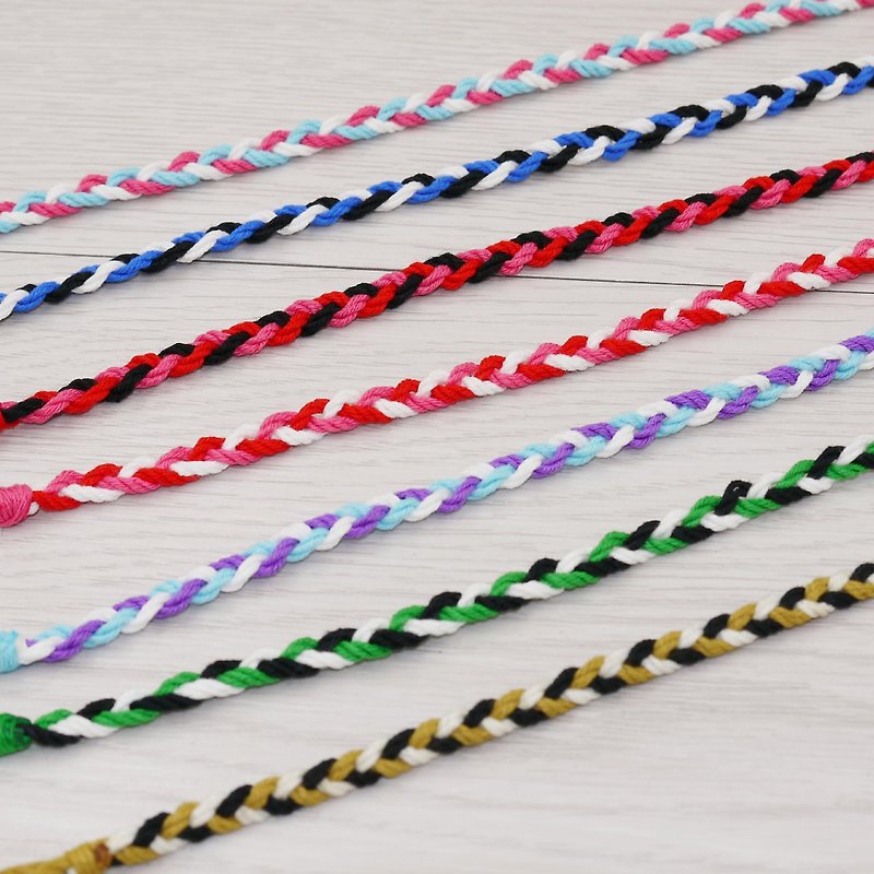 Puffy Candy-Purely hand-woven lucky bracelet surfing anklet leg rope J (cotton three-strand braid) - สร้อยข้อมือ - วัสดุอื่นๆ 