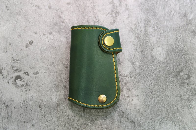 【Mini5】手工縫線汽車鑰匙包/偉士牌鑰匙(綠) - 鑰匙圈/鑰匙包 - 真皮 綠色