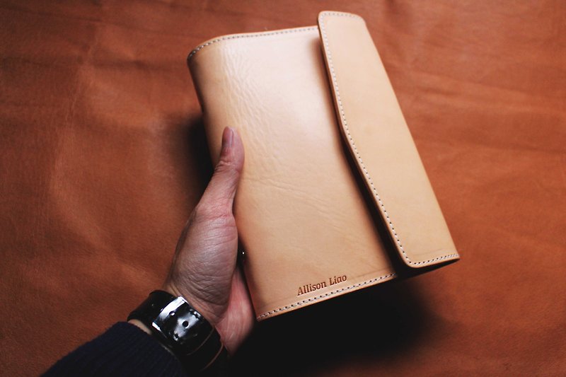 VULCAN Leather Note loose-leaf A6 Italian grade A vegetable tanned cow leather can be purchased with embossing service - Notebooks & Journals - Genuine Leather Brown