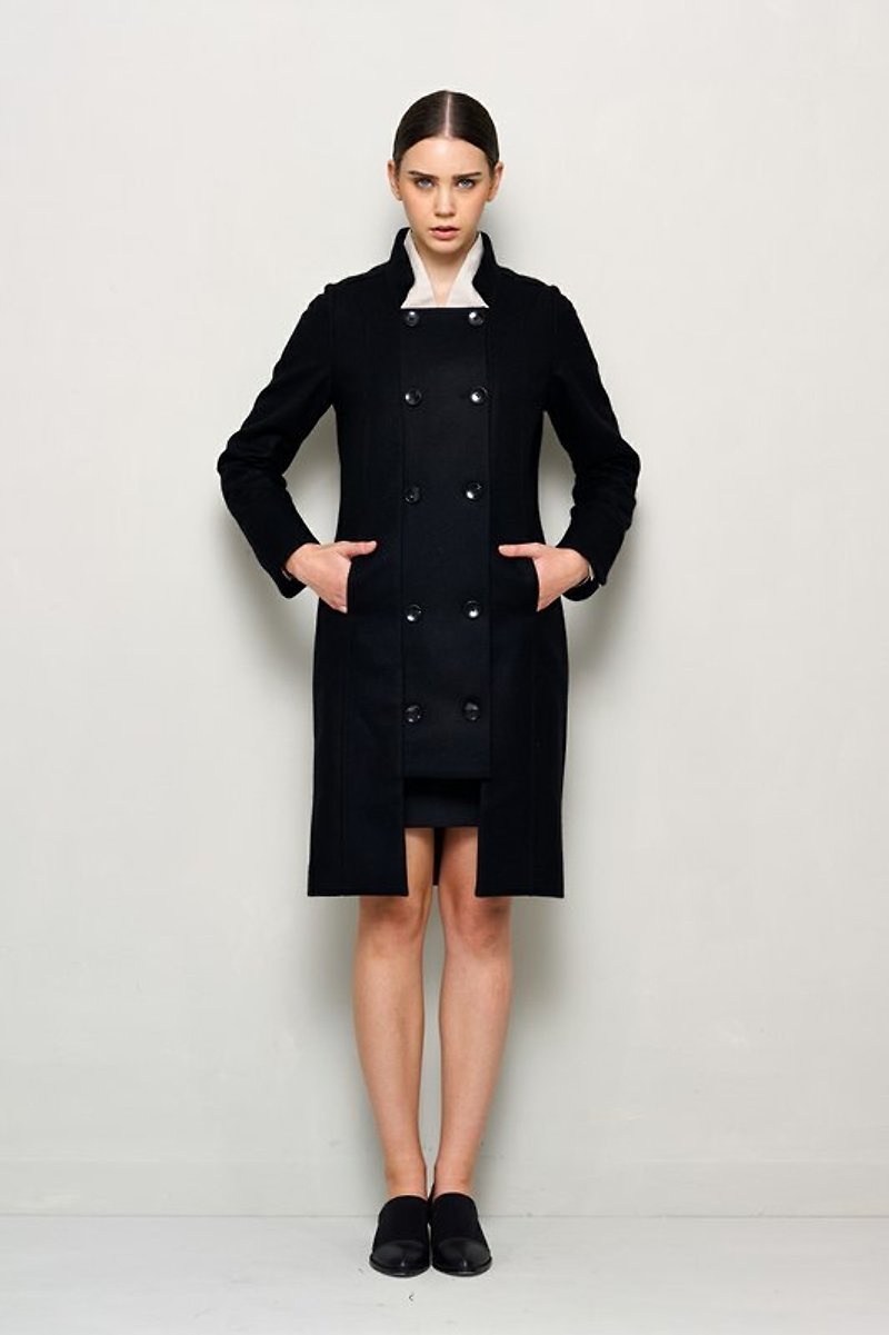 Angola wool coat - เสื้อแจ็คเก็ต - วัสดุอื่นๆ สีดำ