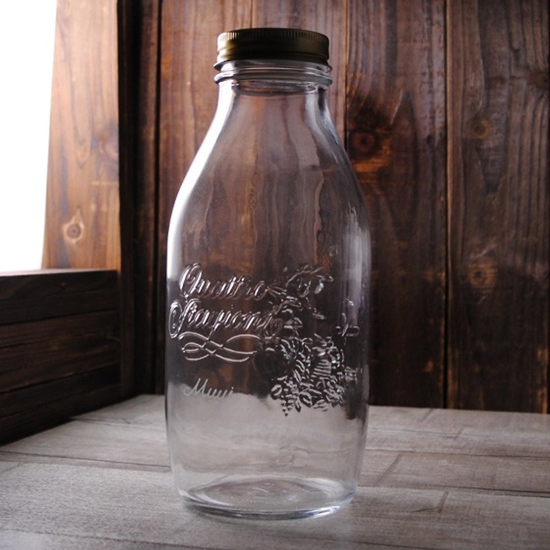 1000cc [MSA] retro lemonade special glass engraving glass jars fruit drink bottles health 1L lemonade tank dedicated Italian salad (excluding drinks fruit without straw) - Other - Glass Yellow